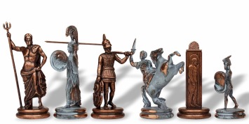 Metal Mythological Pieces with Chess Sets in Detailed Copper