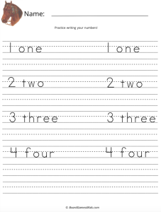 Practice Math Pages - Numbers and Words