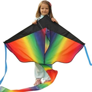 Sturdy rainbow kite for kids and adults for fun outdoor play!