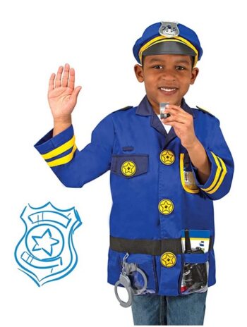 Police officer dress up costume for kids - community helpers playtime.